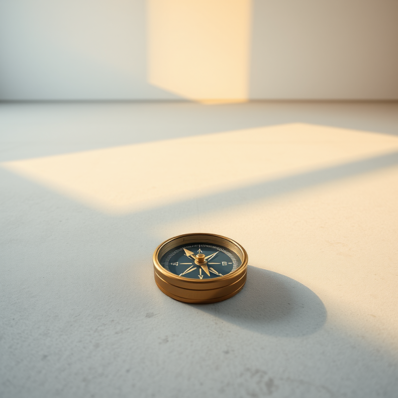 Vintage Brass Compass Rests on a Minimalist Concrete