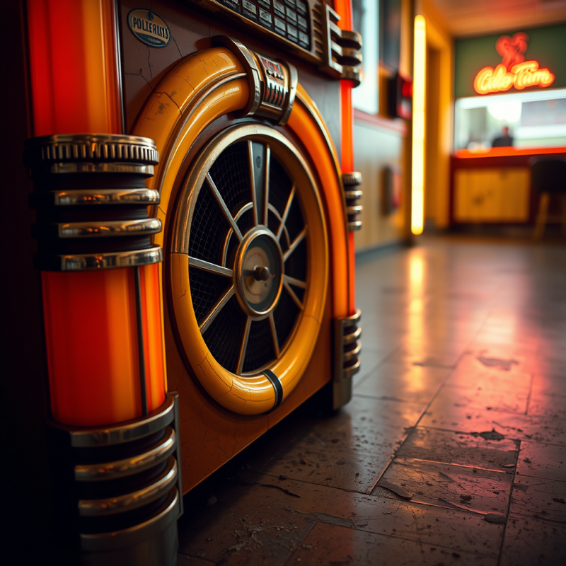 Vintage Orange Jukebox Glows Warmly in a Nostalgic