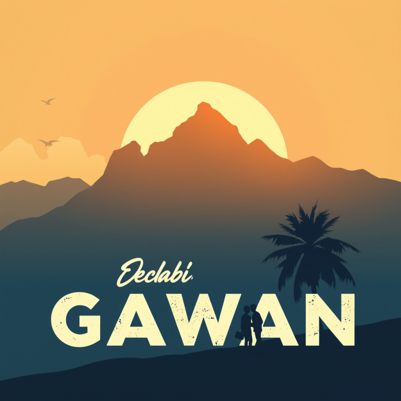 Vintage-style Travel Poster Illustration with Retro Typog...