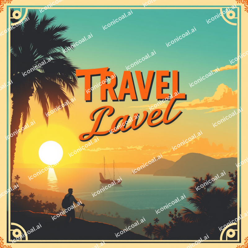 Vintage-style Travel Poster Illustration With Retro Typog...