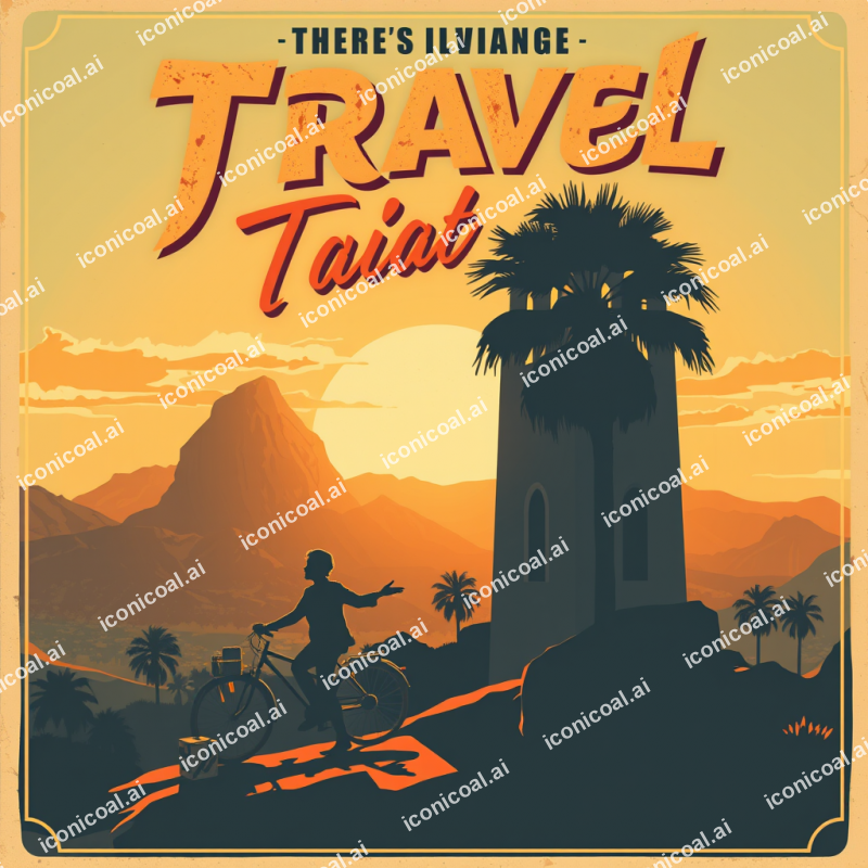 Vintage-style Travel Poster Illustration With Retro Typog...