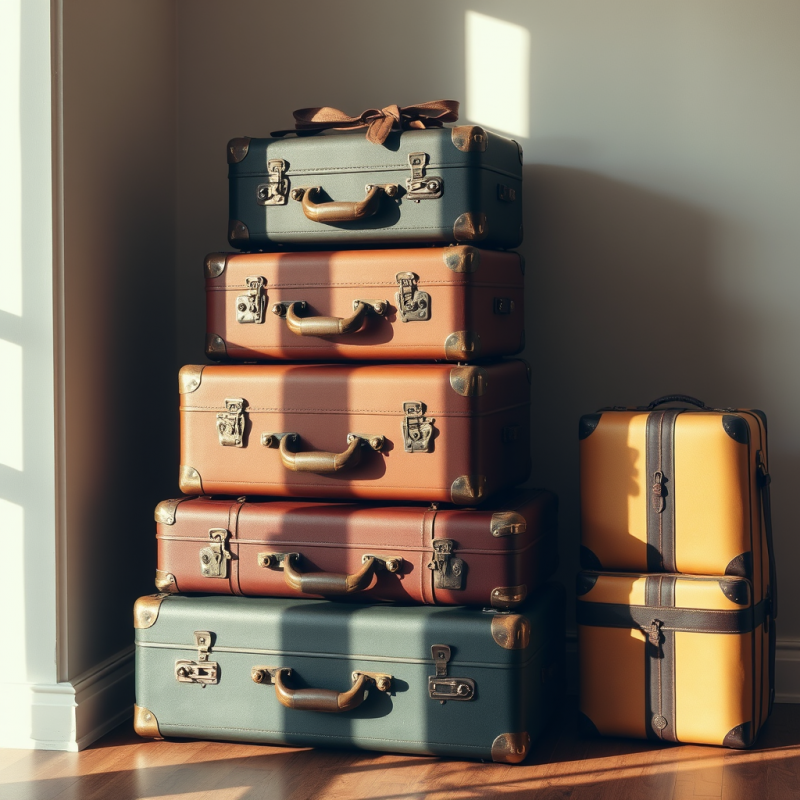 Vintage Suitcases Stacked Travel Nostalgia Adventure