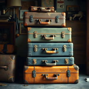 Vintage Suitcases Stacked Travel Nostalgia Adventure