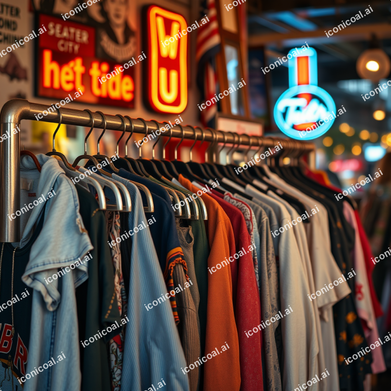 Vintage Thrift Store Clothing Rack With Unique Finds