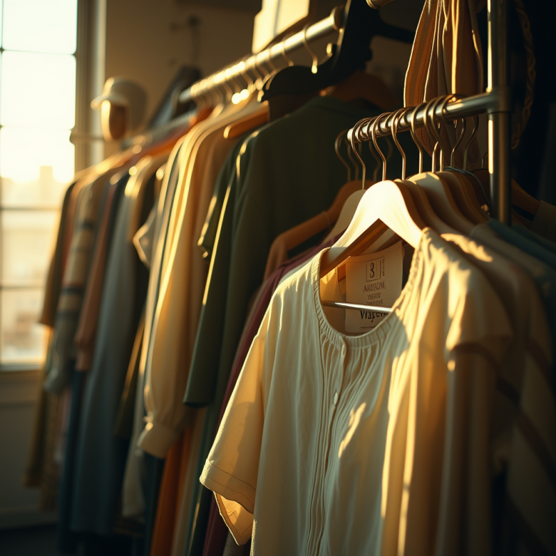 Vintage Thrift Store Clothing Rack with Unique Finds