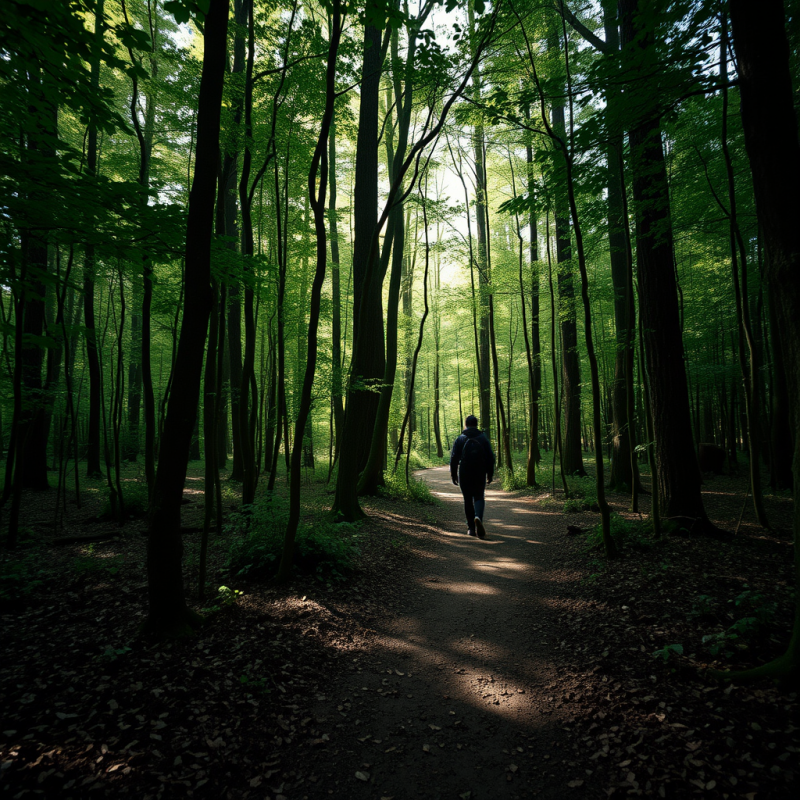 Walking Through Nature Path Forest Bathing Mental Health