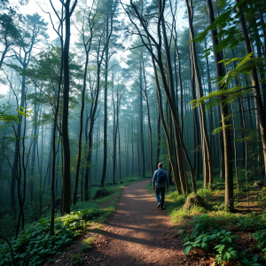 Walking Through Nature Path Forest Bathing Mental Health