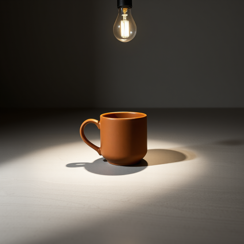 Warm Terracotta Mug Bathed in Focused Light from an