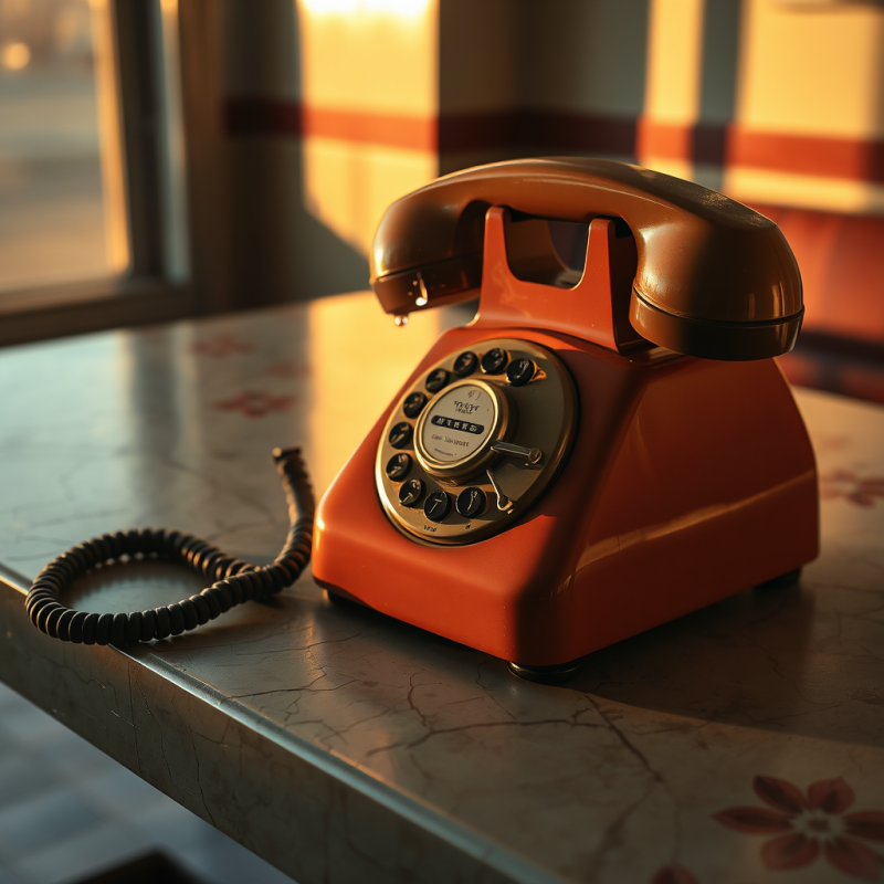 Weathered 1950s Bakelite Rotary Telephone Perched on a ...