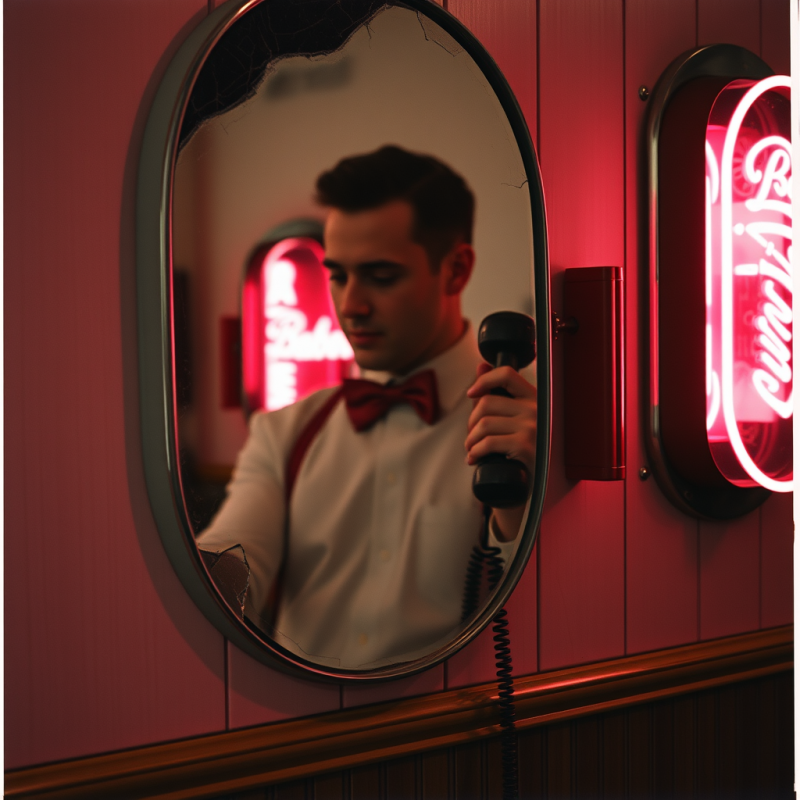 Weathered 1950s Barber Shop Mirror