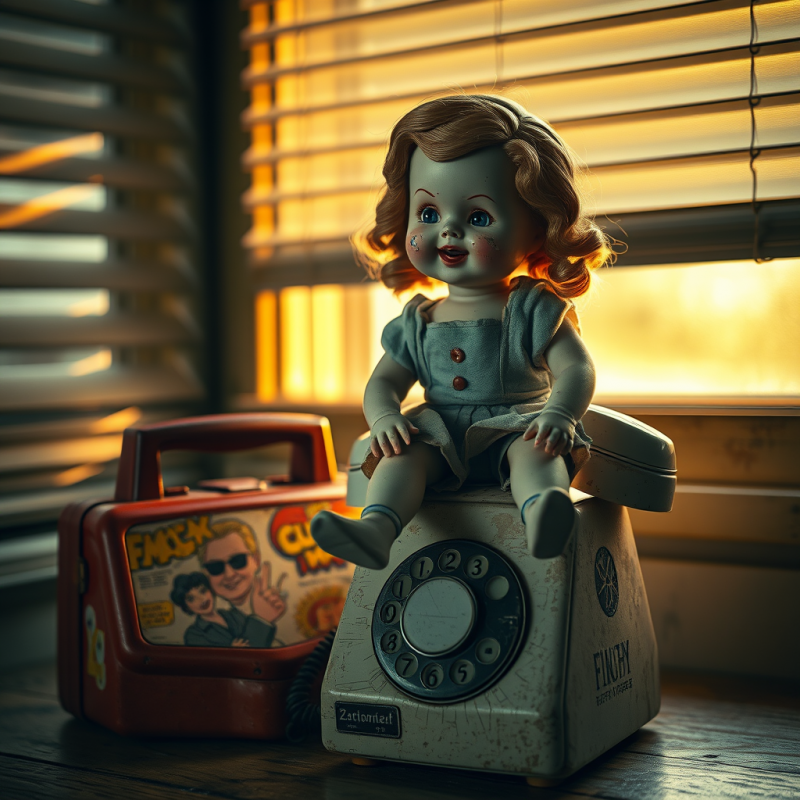 Weathered 1950s Porcelain Doll with Chipped Paint and A...