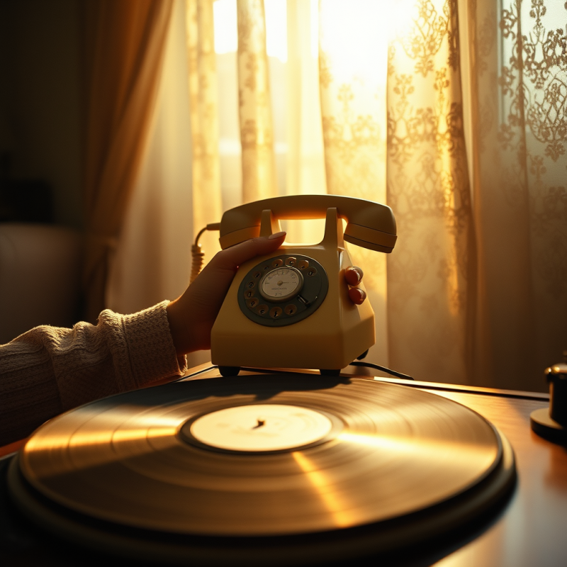 Weathered 1950s Rotary Phone Cradled in a Woman’s Hands