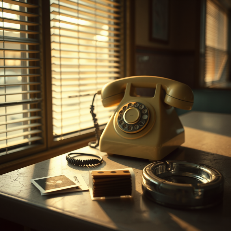 Weathered 1960s Bakelite Rotary Phone Sitting on a Crac...