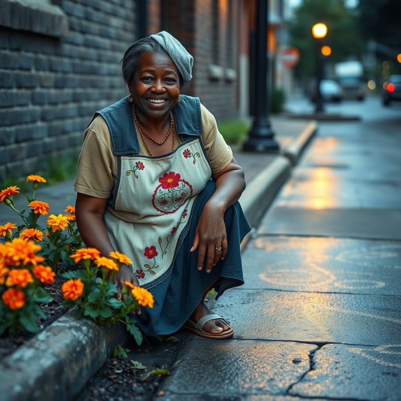Weathered African-american Woman in a Faded