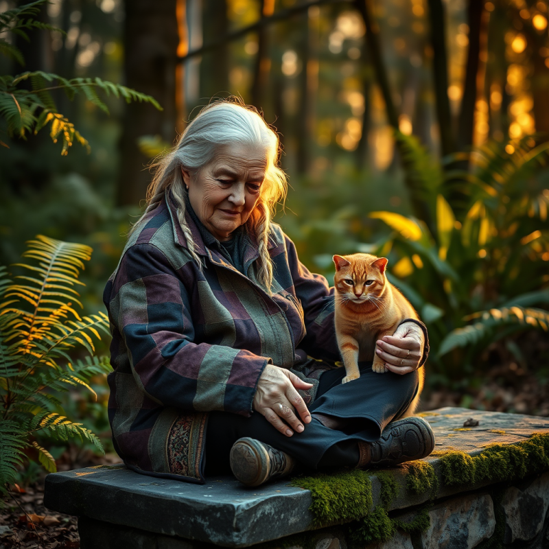 Weathered Elderly Woman with Silver Braids