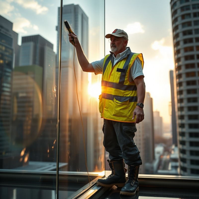 Weathered Janitor in a Stained