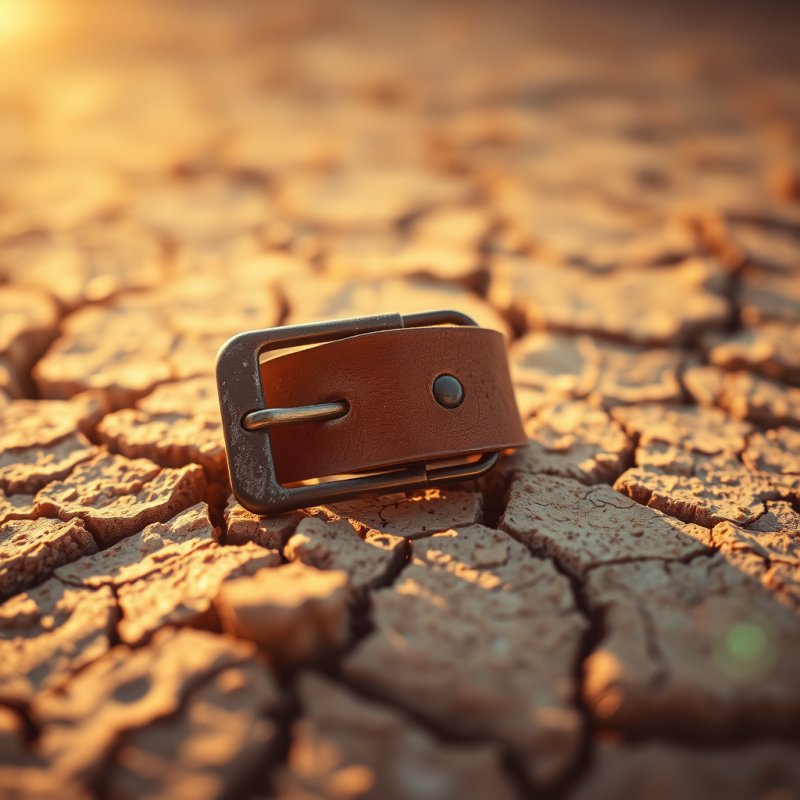 Weathered Leather Belt Rests on Parched, Cracked