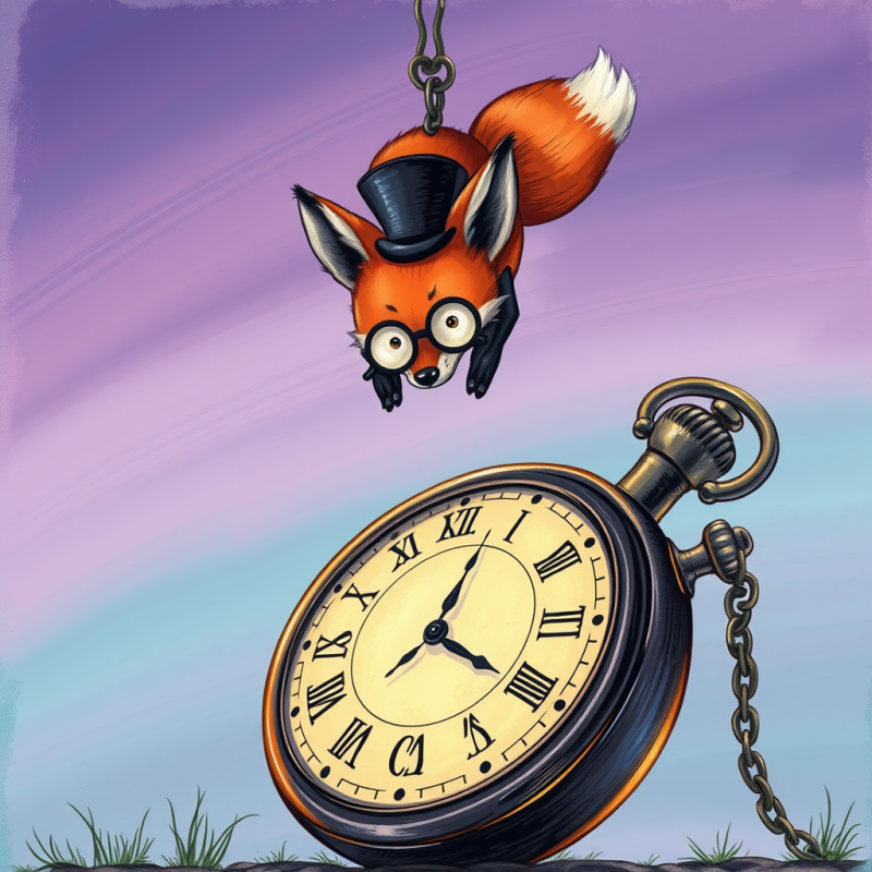 Whimsical Cartoon Fox Wearing a Top Hat and Glasses