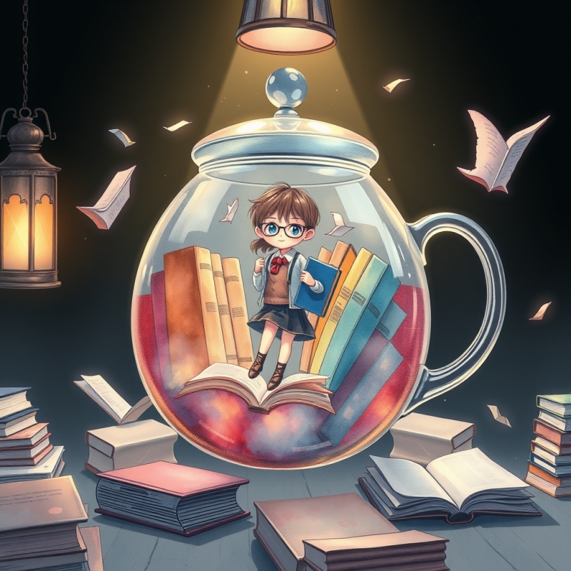 Whimsical Illustration of a Girl in a School Uniform