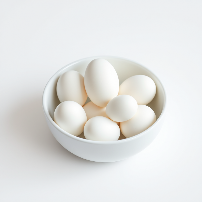 White Eggs in White Bowl on White Surface Pure
