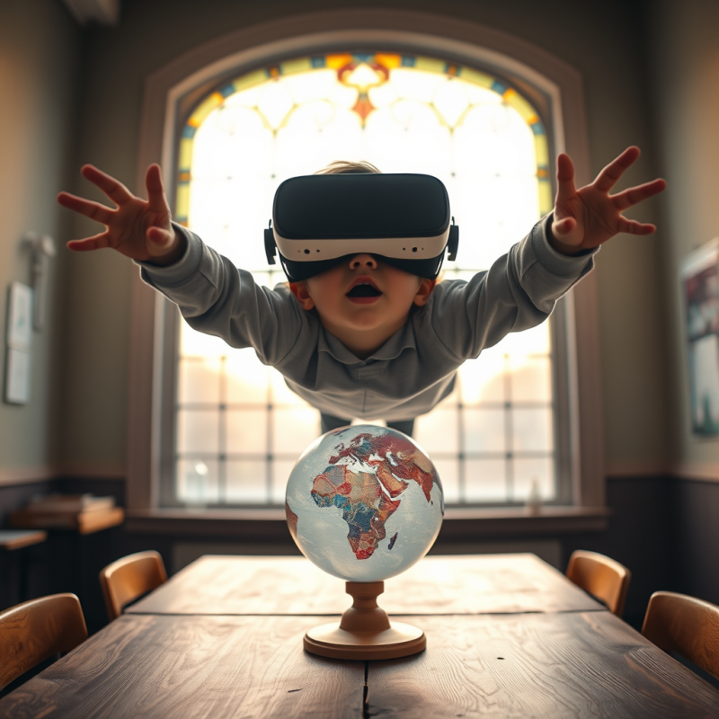 Wide-angle Shot of a Student Mid-air