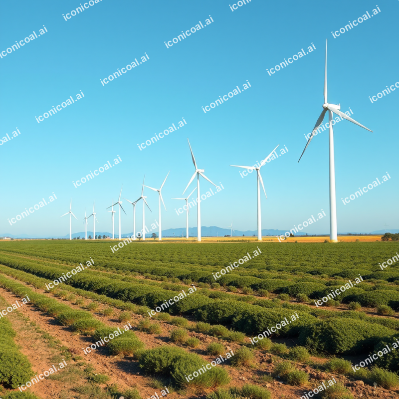Wind Turbines In Field Renewable Energy Landscape