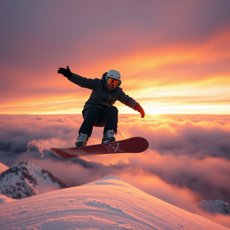 Windswept Drone Shot Capturing a Lone Snowboarder Mid-air