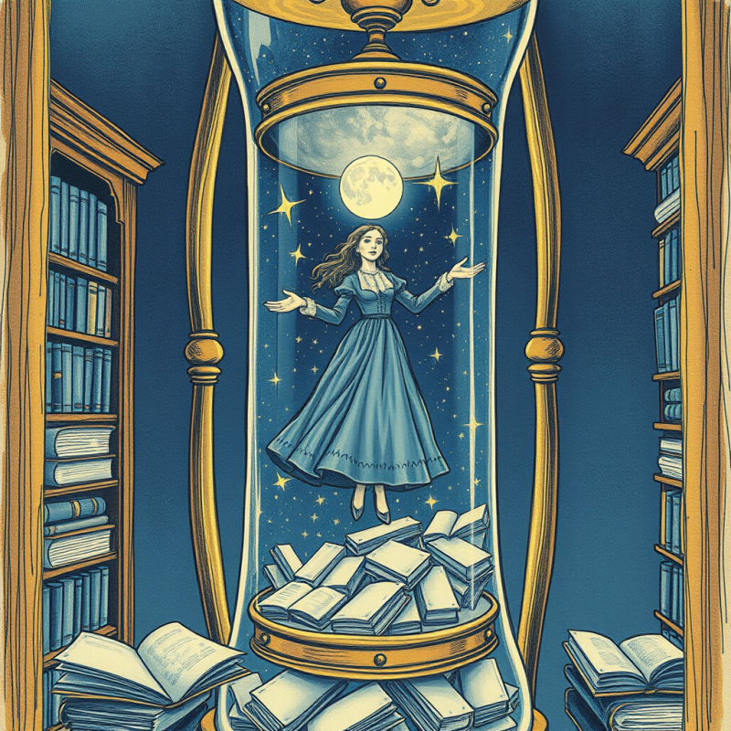 Woman Floats Gracefully Inside a Giant Hourglass