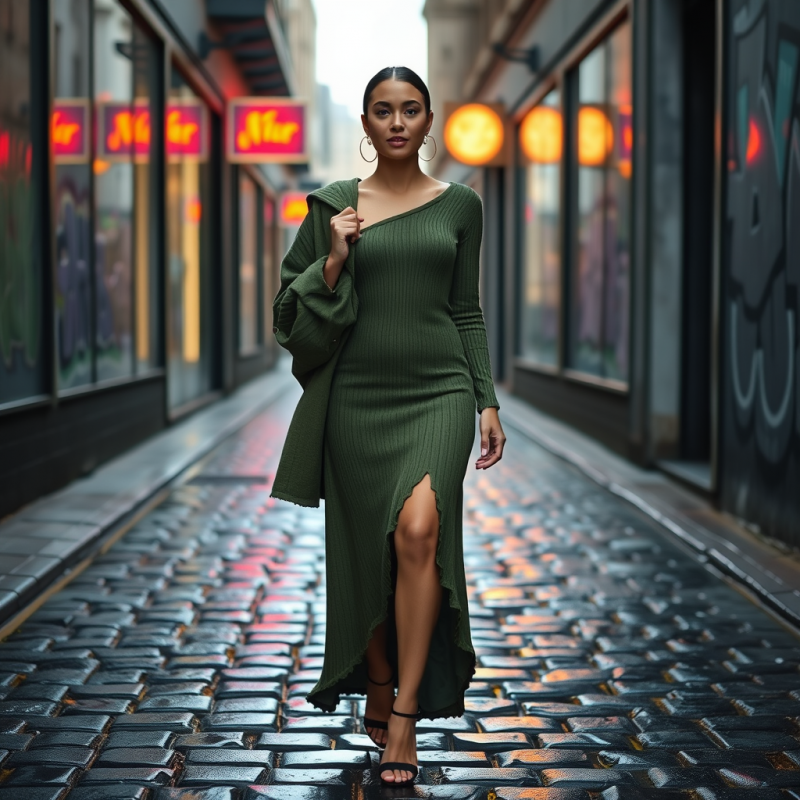 Woman in a Moss-green