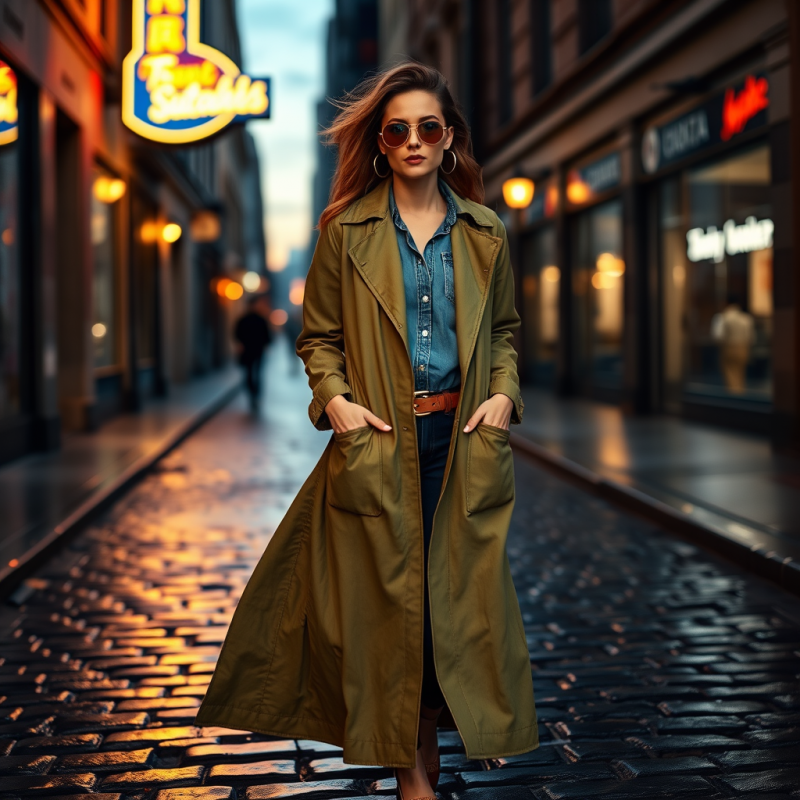 Woman in a Moss-green