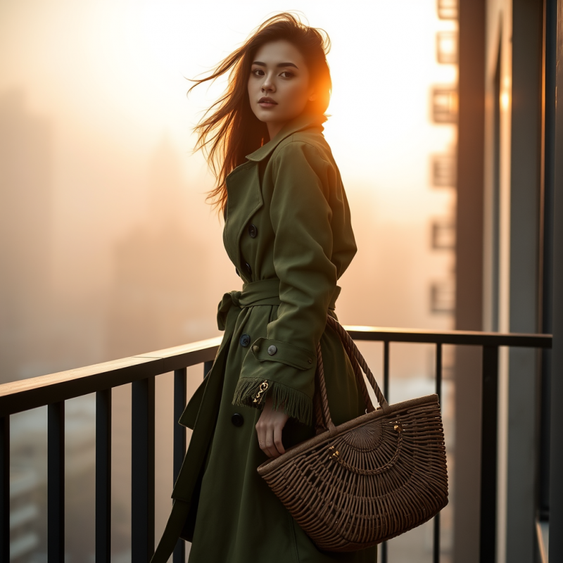 Woman in a Moss-green