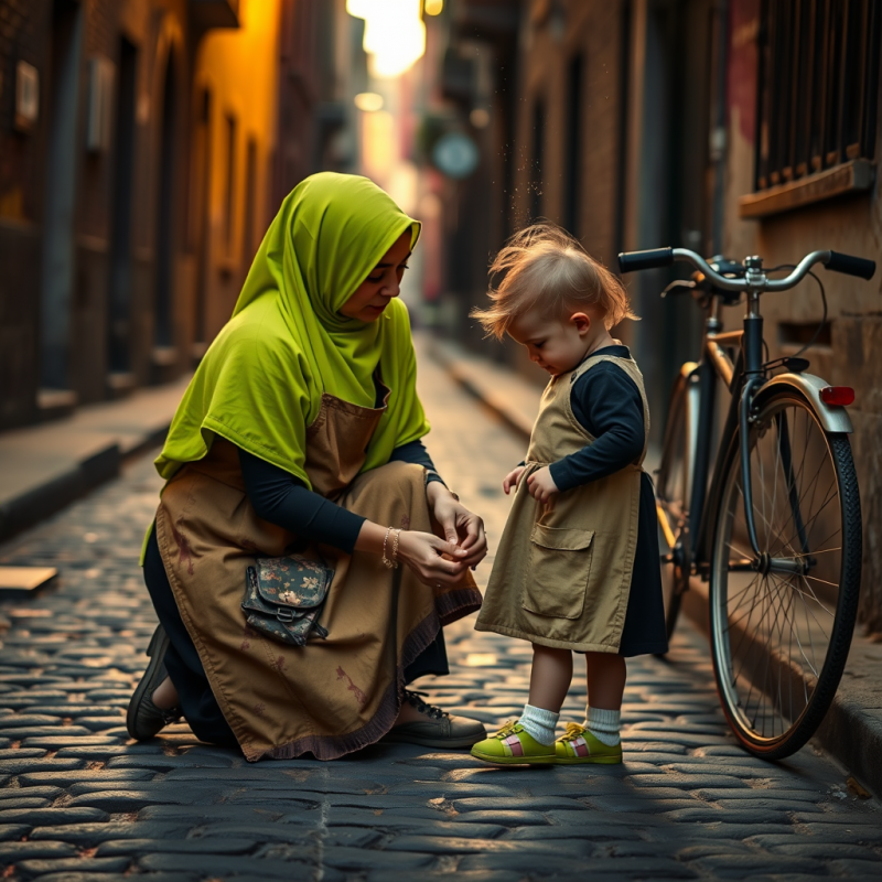 Woman in a Neon-green Hijab and Oversized