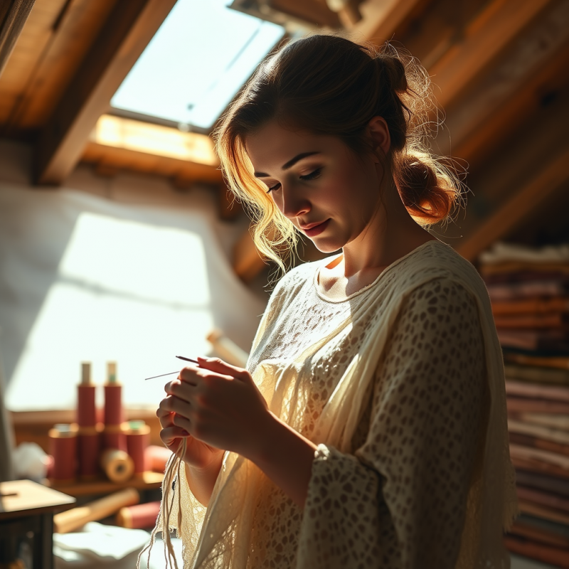 Woman in a Sun-drenched Attic Studio