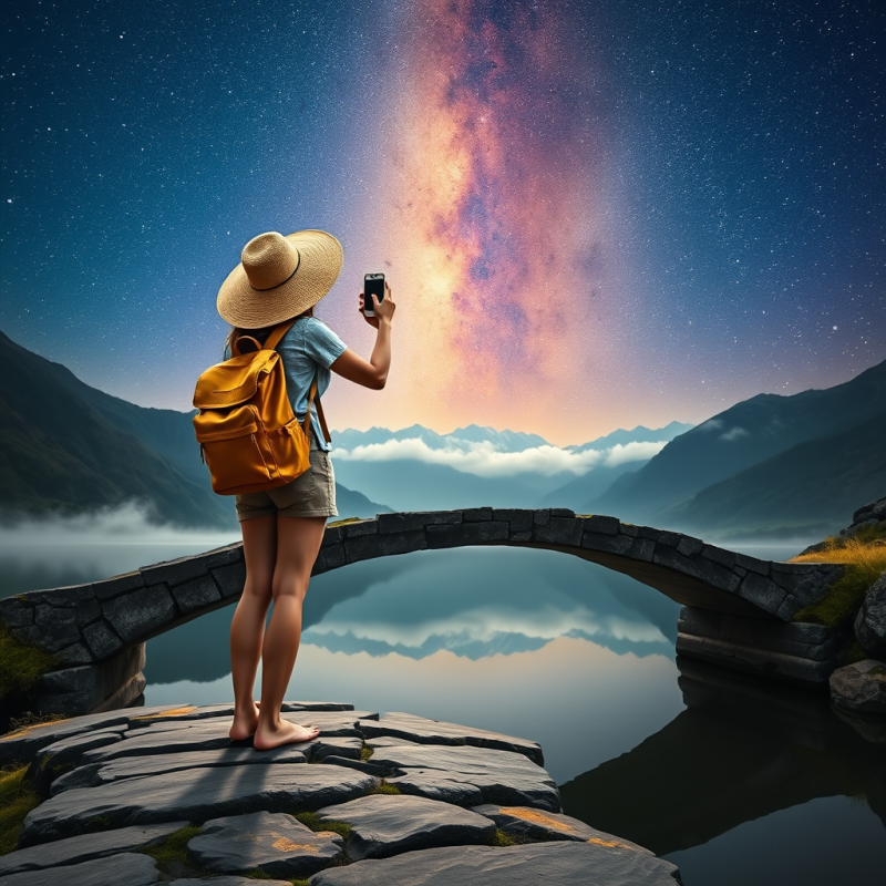 Woman with a Woven Straw Hat and Oversized Sun-bleached...