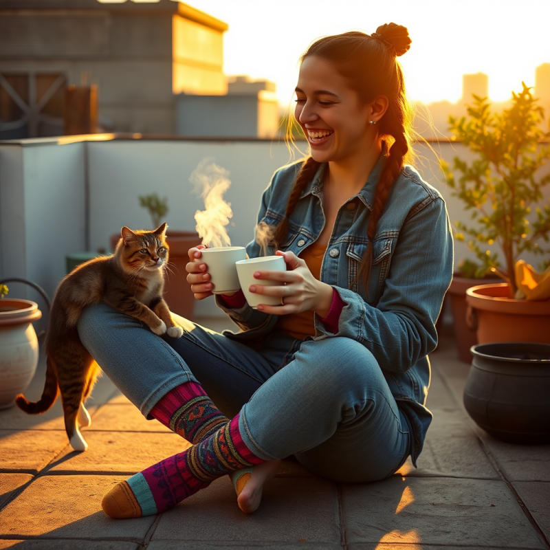 Woman with Braided Hair and Vibrant