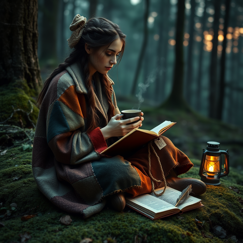 Woman with Ink-stained Fingers and Wild Braids