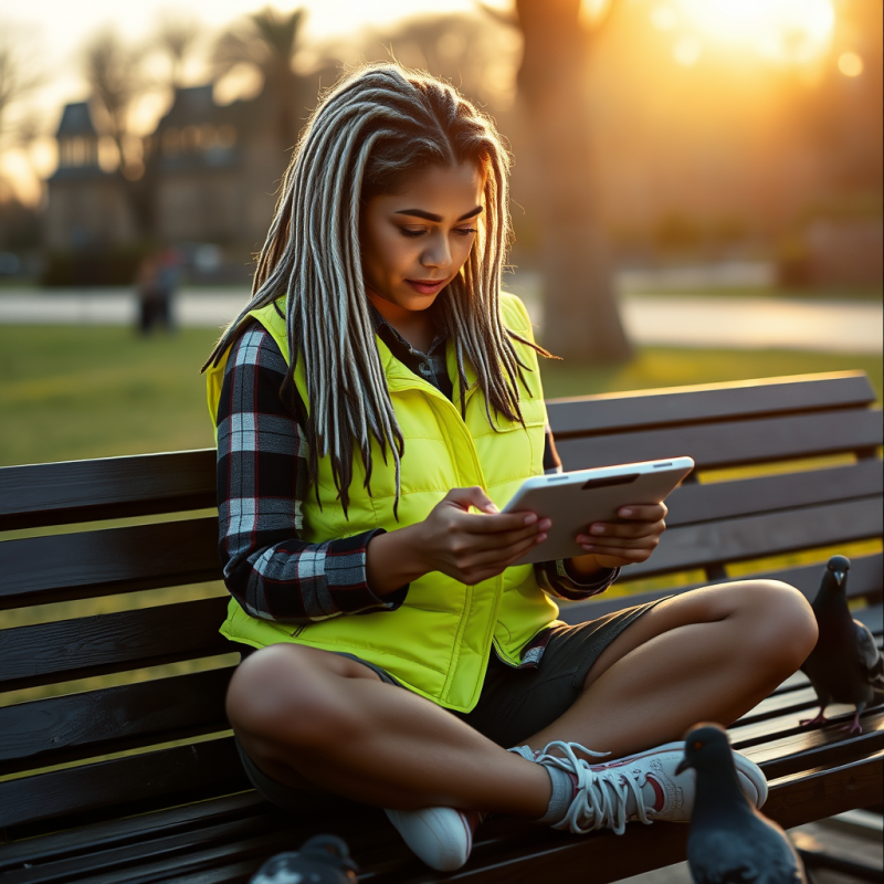 Woman with Silver-streaked Dreadlocks