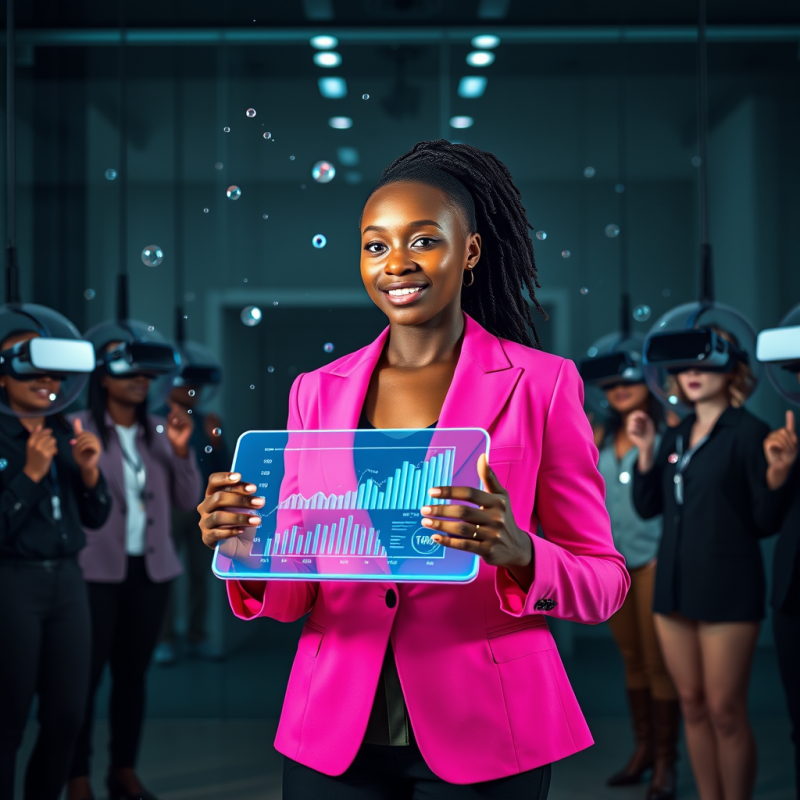 Young Black Entrepreneur in a Neon-magenta Blazer Stand...
