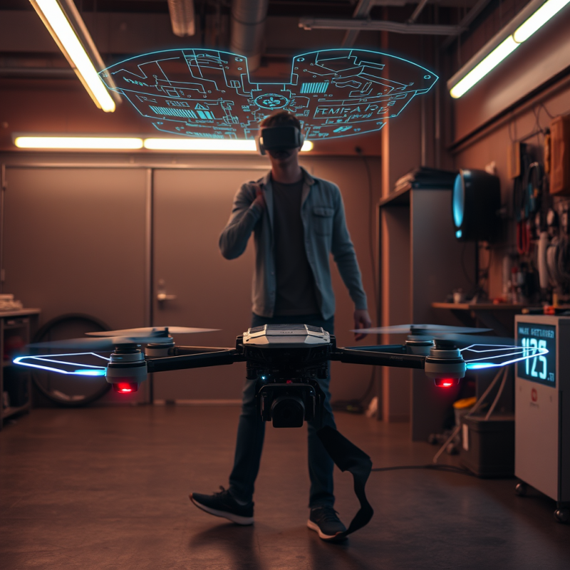 Young Engineer in a Neon-lit Garage