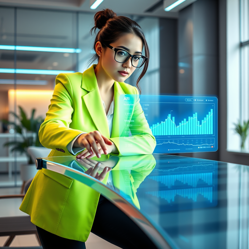 Young Entrepreneur in a Neon-green Blazer Leans Against...