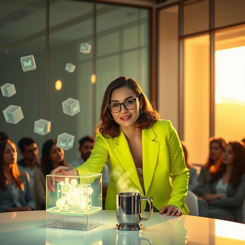 Young Entrepreneur in a Neon-green Blazer Leans Into a ...