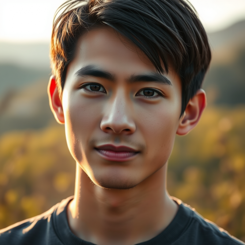 Young Man in Golden Sunset Light