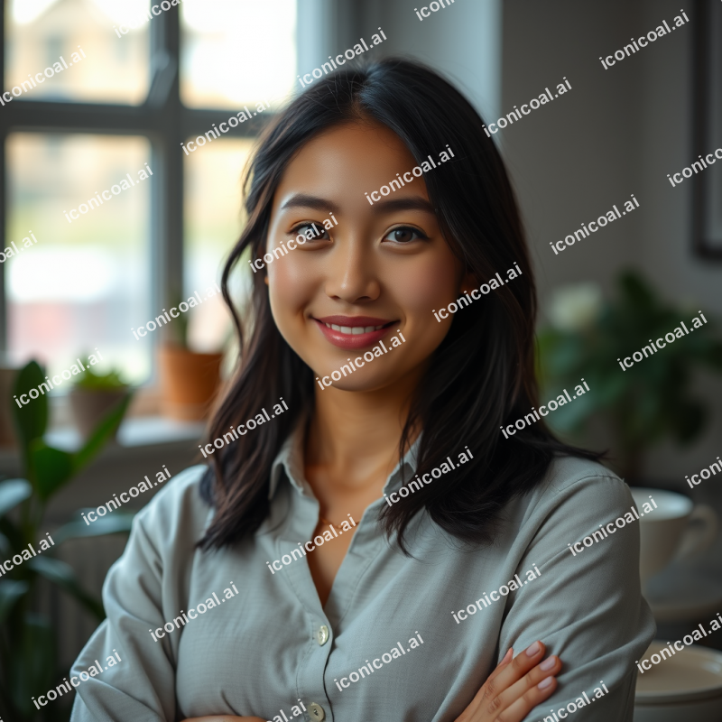 Young Professional Confident Portrait Natural Lighting He...