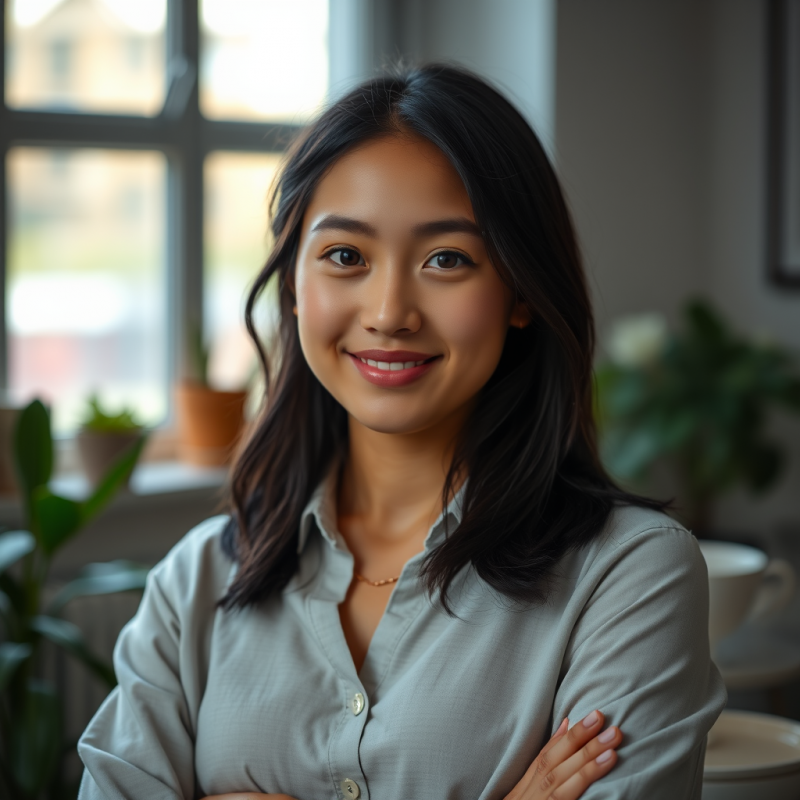 Young Professional Confident Portrait Natural Lighting He...