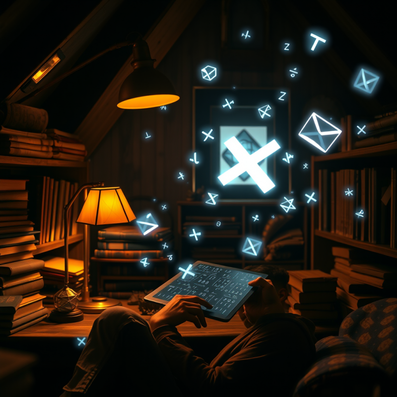 Young Student in a Dimly Lit Attic-turned-study Nook