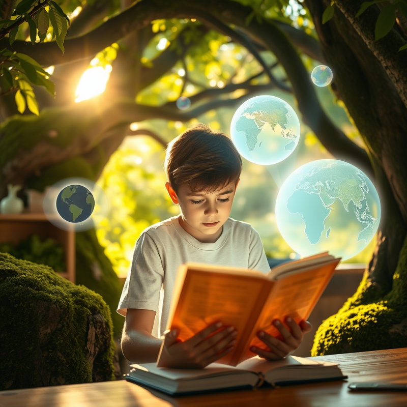 Young Student in a Sunlit