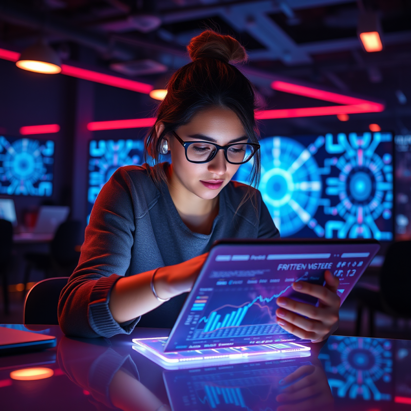 Young Tech Entrepreneur in a Neon-lit