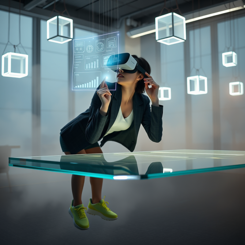 Young Woman in a Cropped Charcoal Blazer and Neon-green...