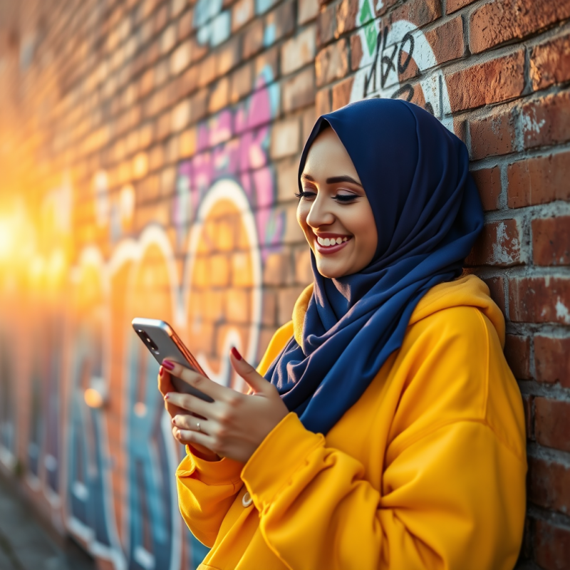 Happy Shopper in Urban Setting