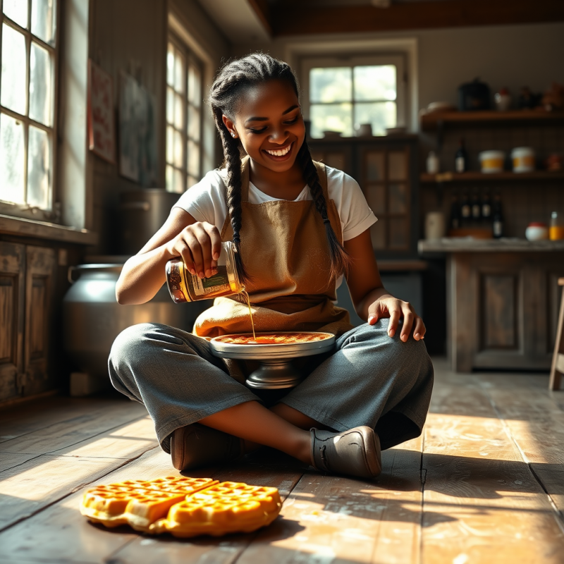 Young Woman with Braided Hair and Oversized